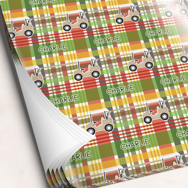 Custom Golfer's Plaid Wrapping Paper Sheets (Personalized)