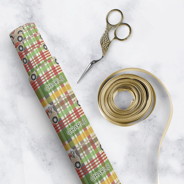Golfer's Plaid Wrapping Paper Roll - Matte - In Context