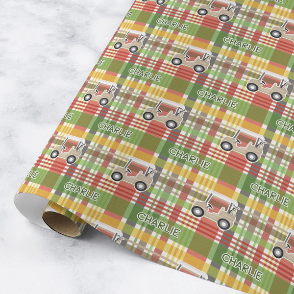 Custom Golfer's Plaid Wrapping Paper Roll - Medium - Matte (Personalized)