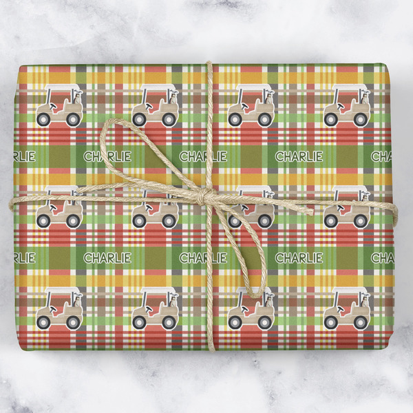 Golfer's Plaid Wrapping Paper Roll - Matte - Wrapped Box