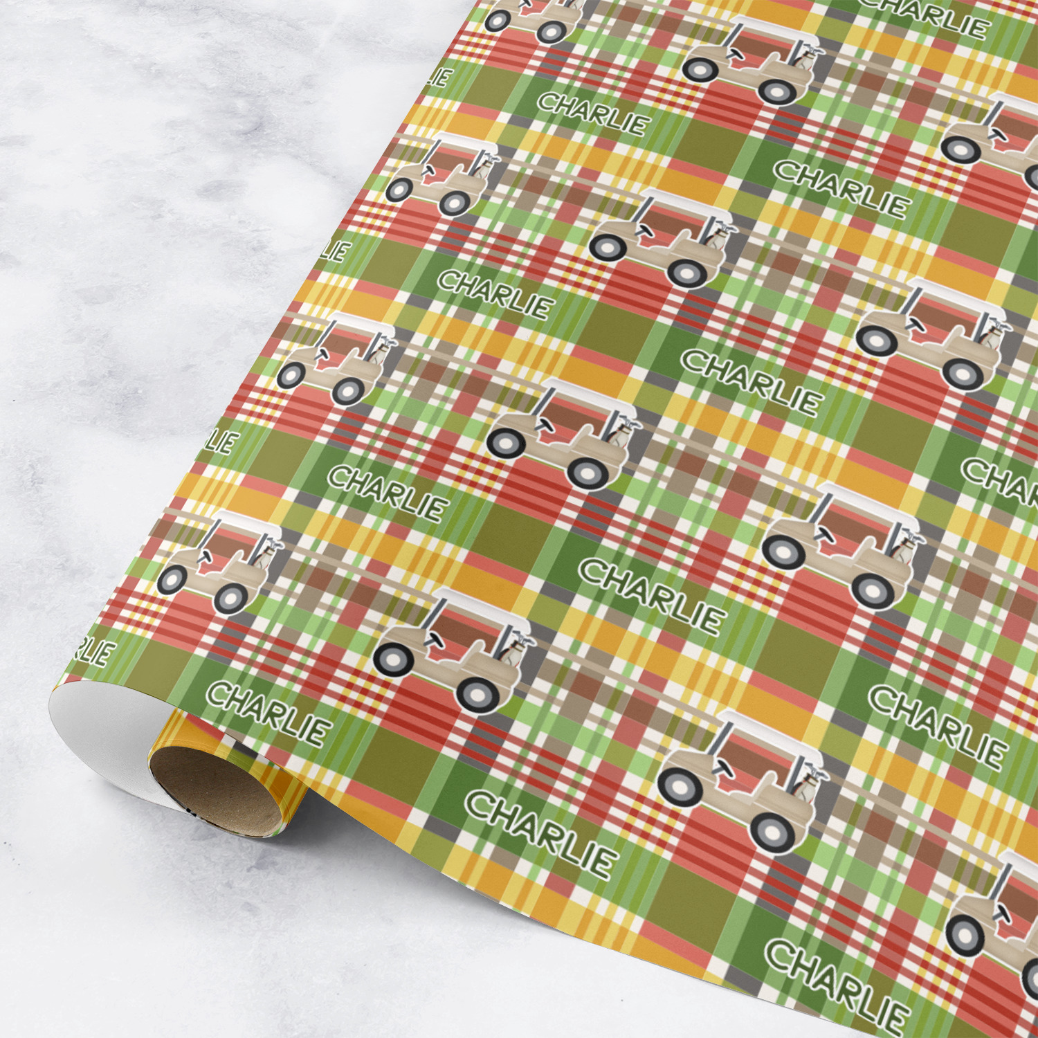 Golfer's Plaid Wrapping Paper Roll Small (Personalized) YouCustomizeIt