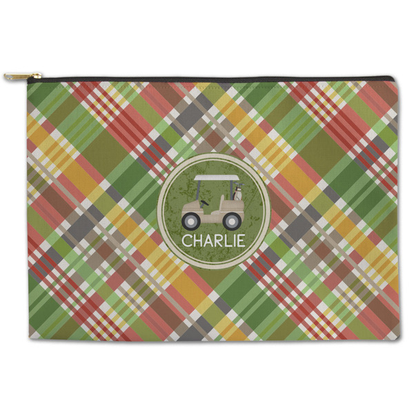 Custom Golfer's Plaid Zipper Pouch (Personalized)