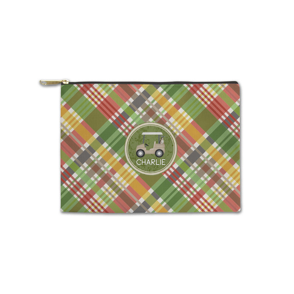 Custom Golfer's Plaid Zipper Pouch - Small - 8.5"x6" (Personalized)