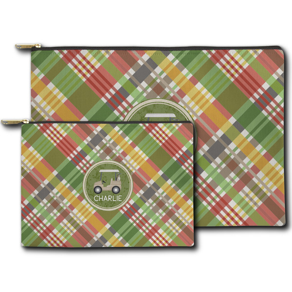 Golfer's Plaid Zippered Pouches - Size Comparison