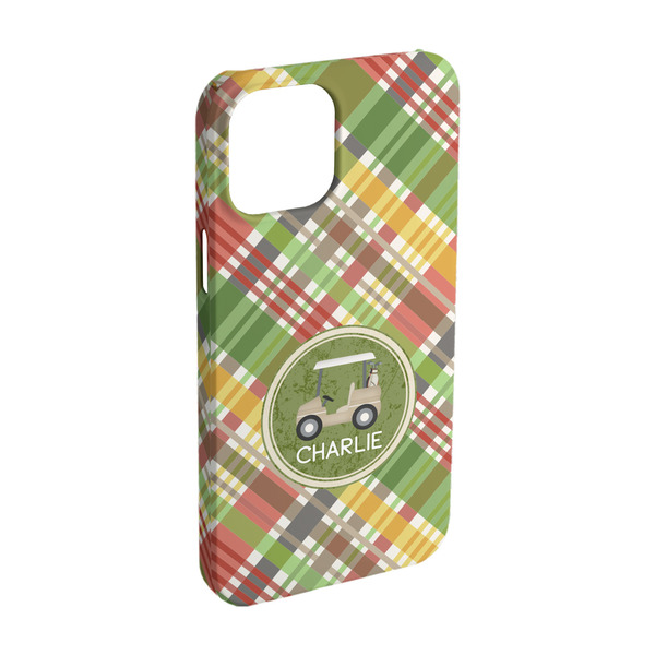 Custom Golfer's Plaid iPhone Case - Plastic - iPhone 15 Pro (Personalized)