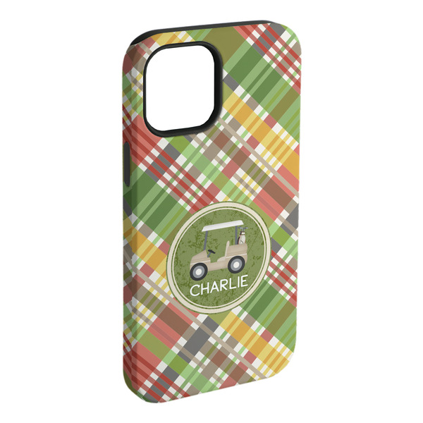 Custom Golfer's Plaid iPhone Case - Rubber Lined (Personalized)
