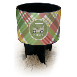 Golfer's Plaid Black Beach Spiker Drink Holder (Personalized)