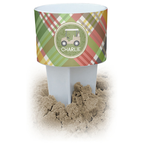 Custom Golfer's Plaid Beach Spiker Drink Holder (Personalized)