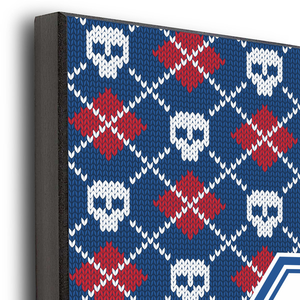Knitted Argyle & Skulls 11x14 Wood Print - Closeup