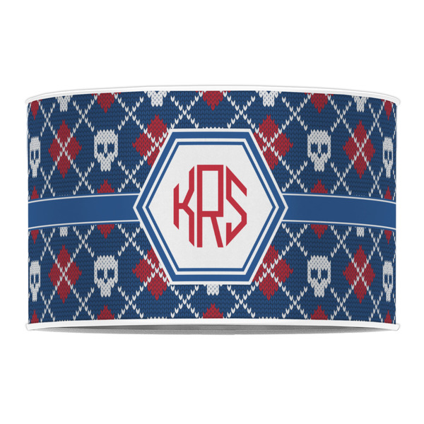 Knitted Argyle & Skulls 12" Drum Lampshade - FRONT (Poly Film)