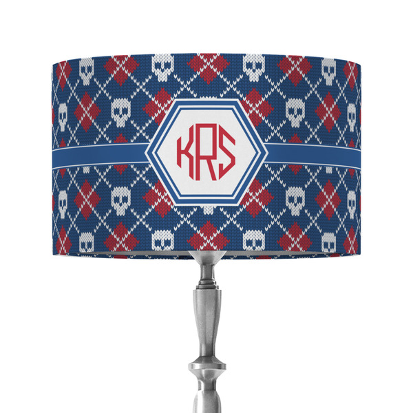 Knitted Argyle & Skulls 12" Drum Lampshade - ON STAND (Fabric)