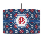 Knitted Argyle & Skulls 12" Drum Pendant Lamp - Fabric (Personalized)
