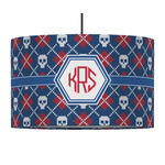 Knitted Argyle & Skulls 12" Drum Pendant Lamp - Fabric (Personalized)