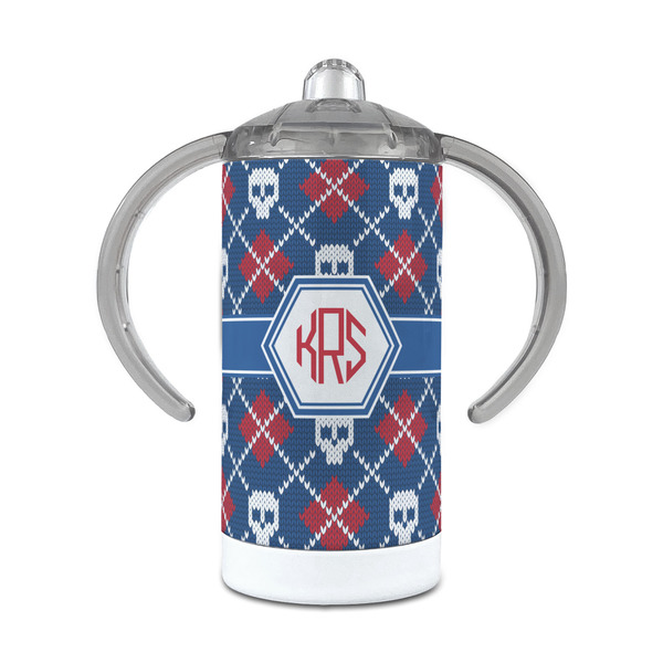 Custom Knitted Argyle & Skulls 12 oz Stainless Steel Sippy Cup (Personalized)