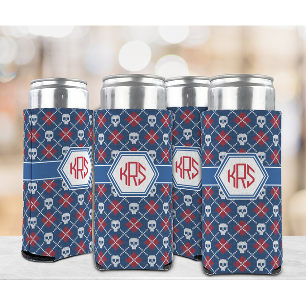 Knitted Argyle & Skulls 12oz Tall Can Sleeve - Set of 4 - LIFESTYLE