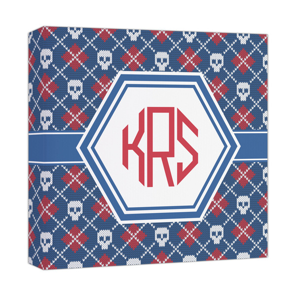 Custom Knitted Argyle & Skulls Canvas Print - 12x12 (Personalized)