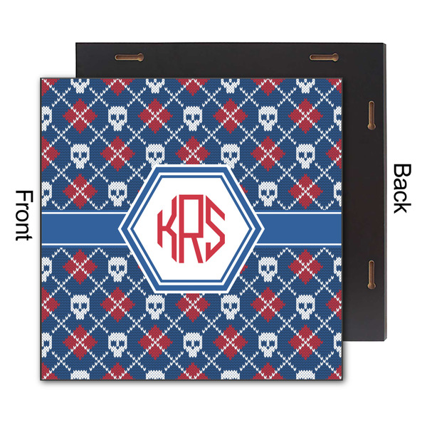 Knitted Argyle & Skulls 12x12 Wood Print - Front & Back View