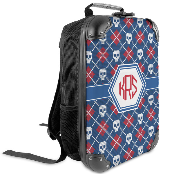 Custom Knitted Argyle & Skulls Kids Hard Shell Backpack (Personalized)