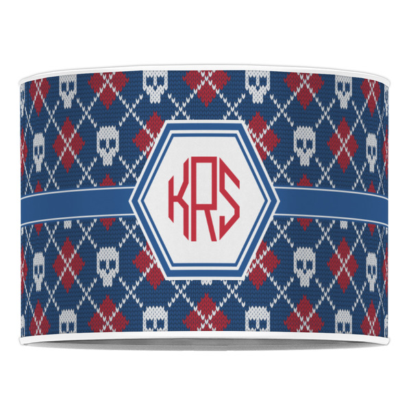 Knitted Argyle & Skulls 16" Drum Lampshade - FRONT (Poly Film)