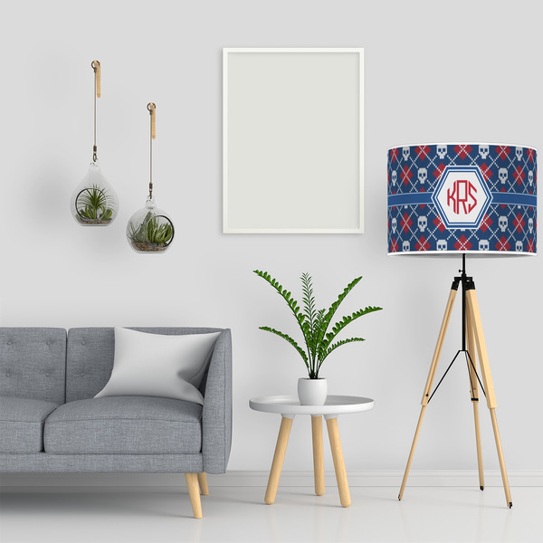 Knitted Argyle & Skulls 16" Drum Lampshade - LIFESTYLE