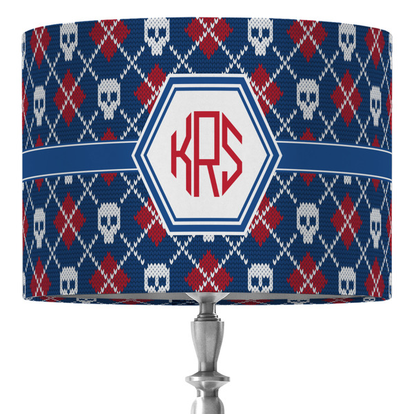 Custom Knitted Argyle & Skulls 16" Drum Lamp Shade - Fabric (Personalized)