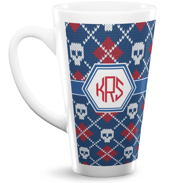Custom Knitted Argyle & Skulls Latte Mug (Personalized)
