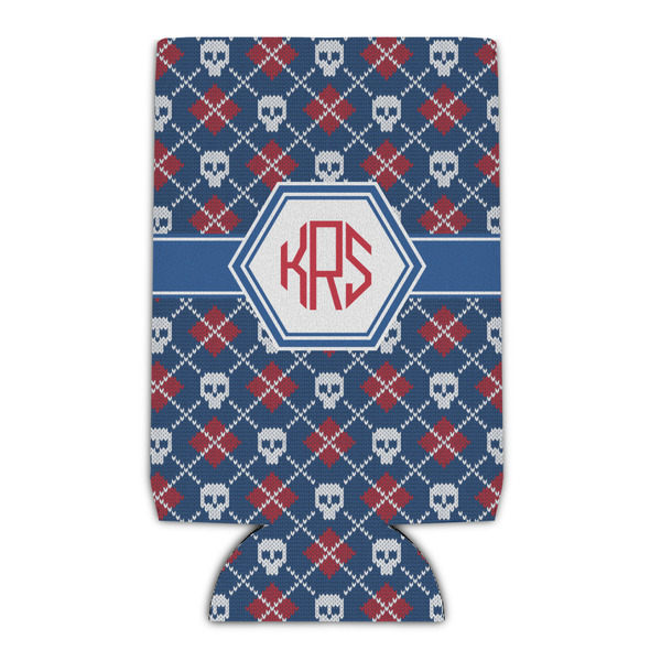 Custom Knitted Argyle & Skulls Can Cooler (16 oz) (Personalized)