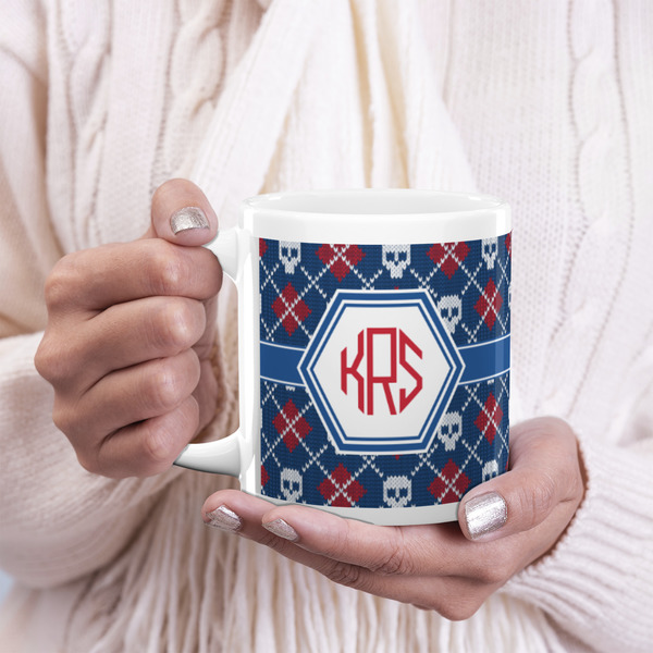 Knitted Argyle & Skulls 20oz Coffee Mug - LIFESTYLE