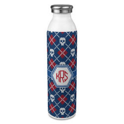 Knitted Argyle & Skulls 20oz Stainless Steel Water Bottle - Full Print (Personalized)