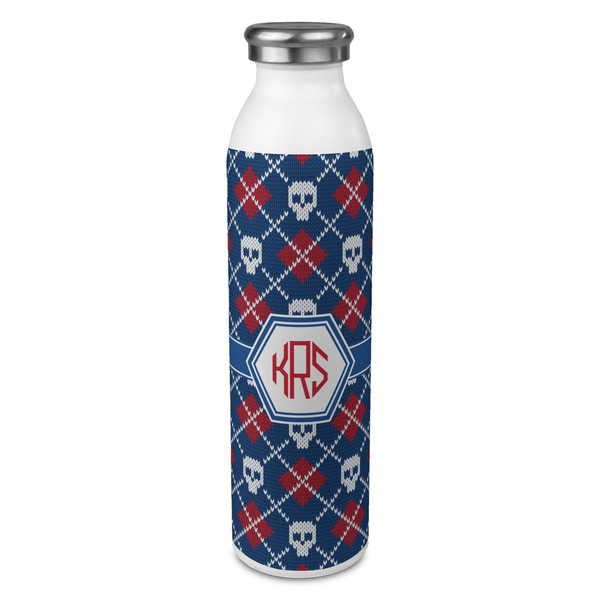 Custom Knitted Argyle & Skulls 20oz Stainless Steel Water Bottle - Full Print (Personalized)