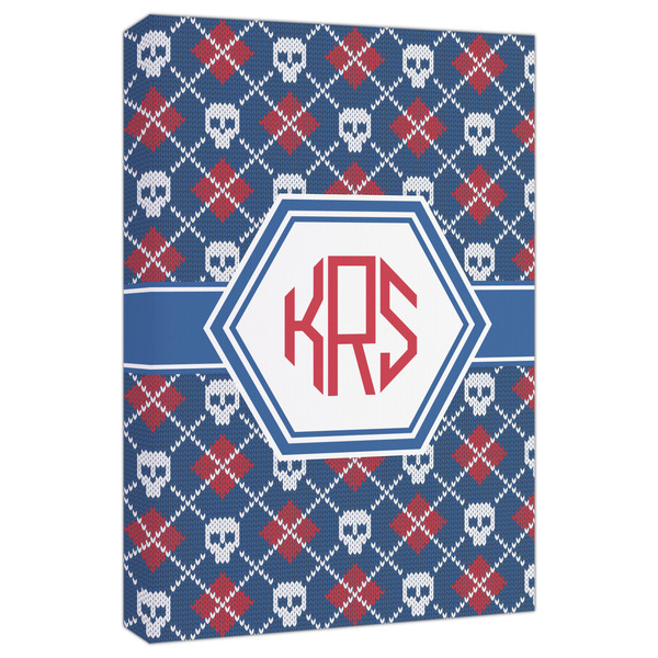 Custom Knitted Argyle & Skulls Canvas Print - 20x30 (Personalized)