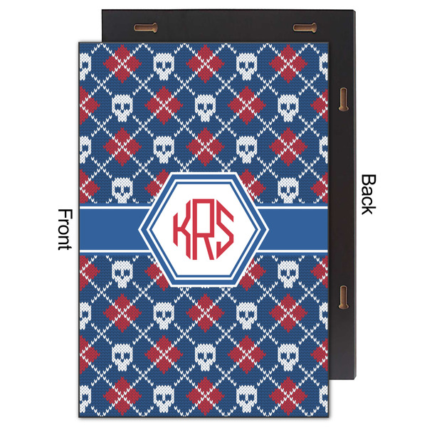 Knitted Argyle & Skulls 20x30 Wood Print - Front & Back View