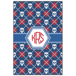 Knitted Argyle & Skulls Wood Print - 20x30 (Personalized)