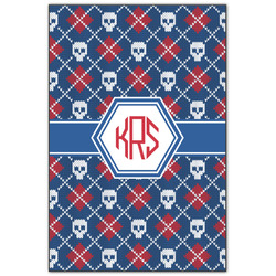 Knitted Argyle & Skulls Wood Print - 20x30 (Personalized)