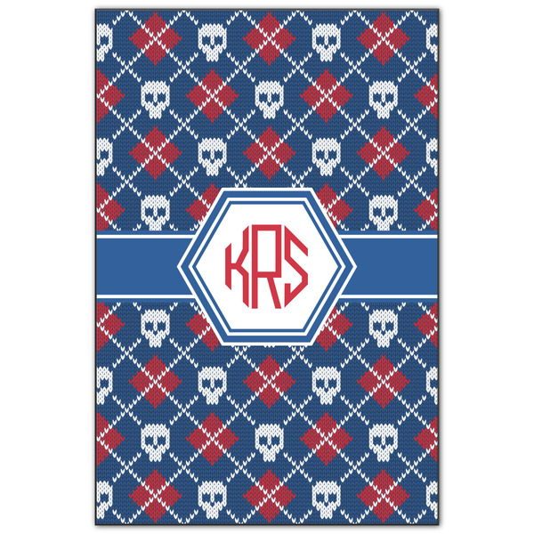 Custom Knitted Argyle & Skulls Wood Print - 20x30 (Personalized)