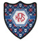Knitted Argyle & Skulls Iron On Shield Patch B w/ Monogram