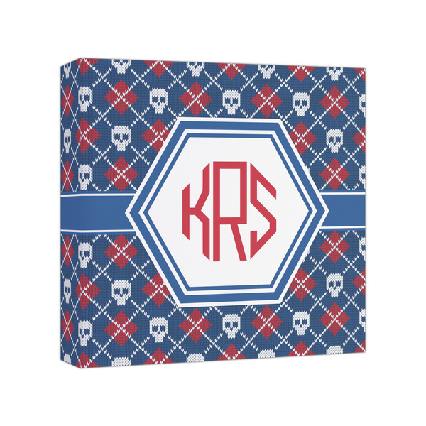 Custom Knitted Argyle & Skulls Canvas Print - 8x8 (Personalized)