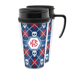 Knitted Argyle & Skulls Acrylic Travel Mug (Personalized)