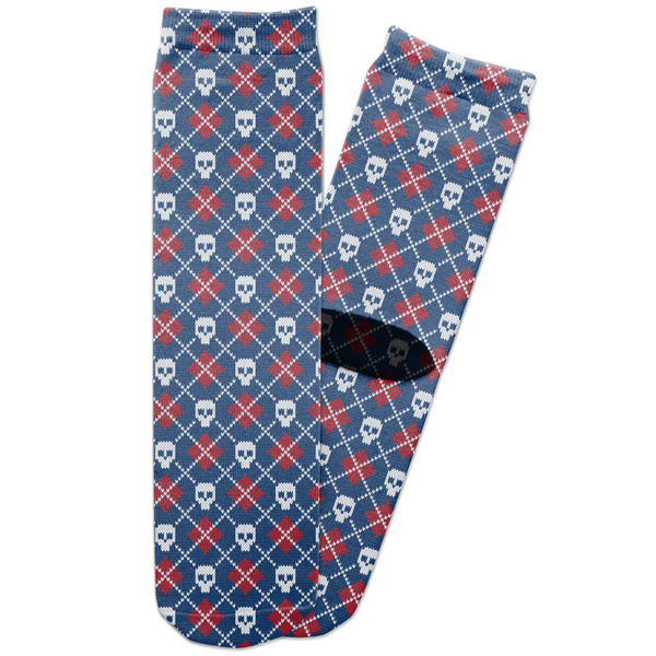 Custom Knitted Argyle & Skulls Adult Crew Socks