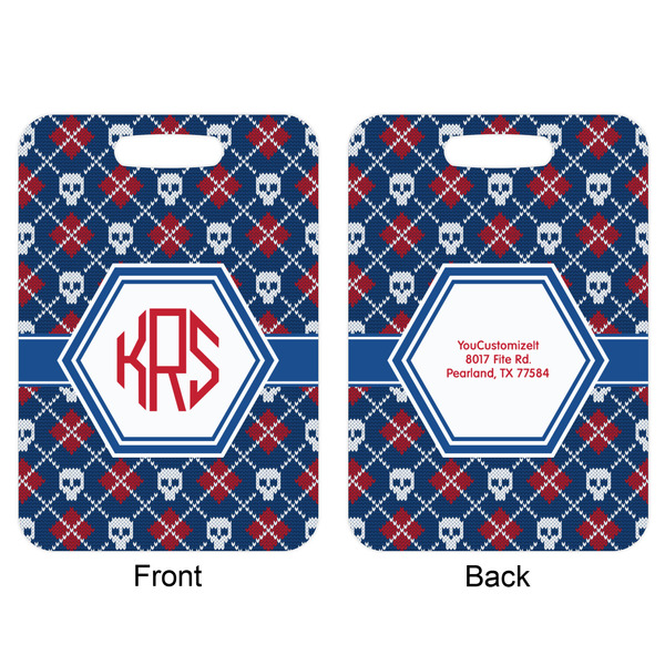 Knitted Argyle & Skulls Aluminum Luggage Tag (Front + Back)