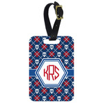 Knitted Argyle & Skulls Metal Luggage Tag w/ Monogram
