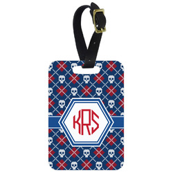 Knitted Argyle & Skulls Metal Luggage Tag w/ Monogram