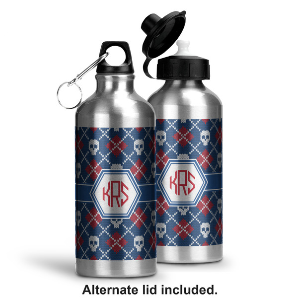 Knitted Argyle & Skulls Aluminum Water Bottle - Alternate lid options