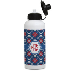 Knitted Argyle & Skulls Water Bottles - Aluminum - 20 oz - White (Personalized)