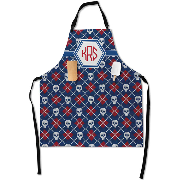 Knitted Argyle & Skulls Apron - Flat with Props (MAIN)