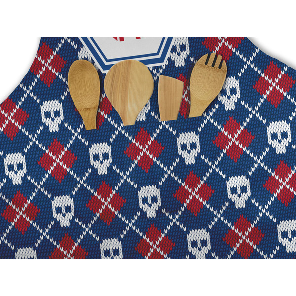 Knitted Argyle & Skulls Apron - Pocket Detail with Props