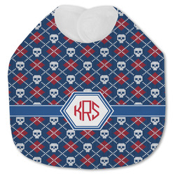 Knitted Argyle & Skulls Jersey Knit Baby Bib w/ Monogram
