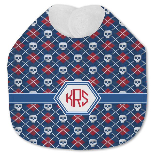 Knitted Argyle & Skulls Baby Bib - AFT closed