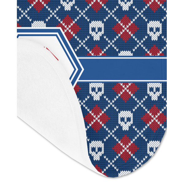 Knitted Argyle & Skulls Baby Bib - AFT detail