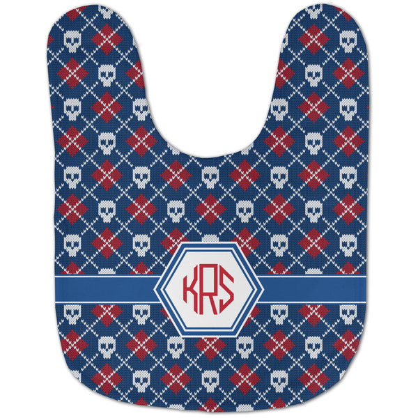 Knitted Argyle & Skulls Baby Bib - AFT flat